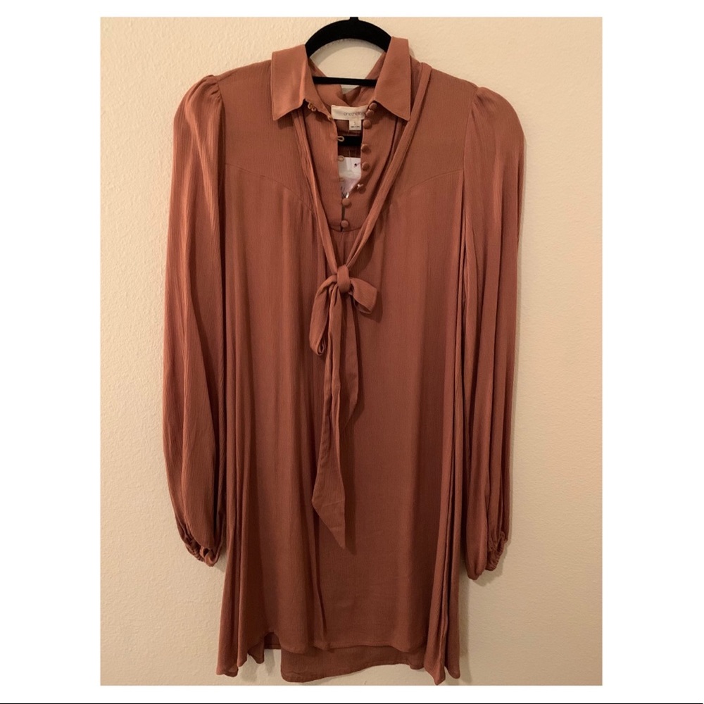 Rust Tie Collar Dress